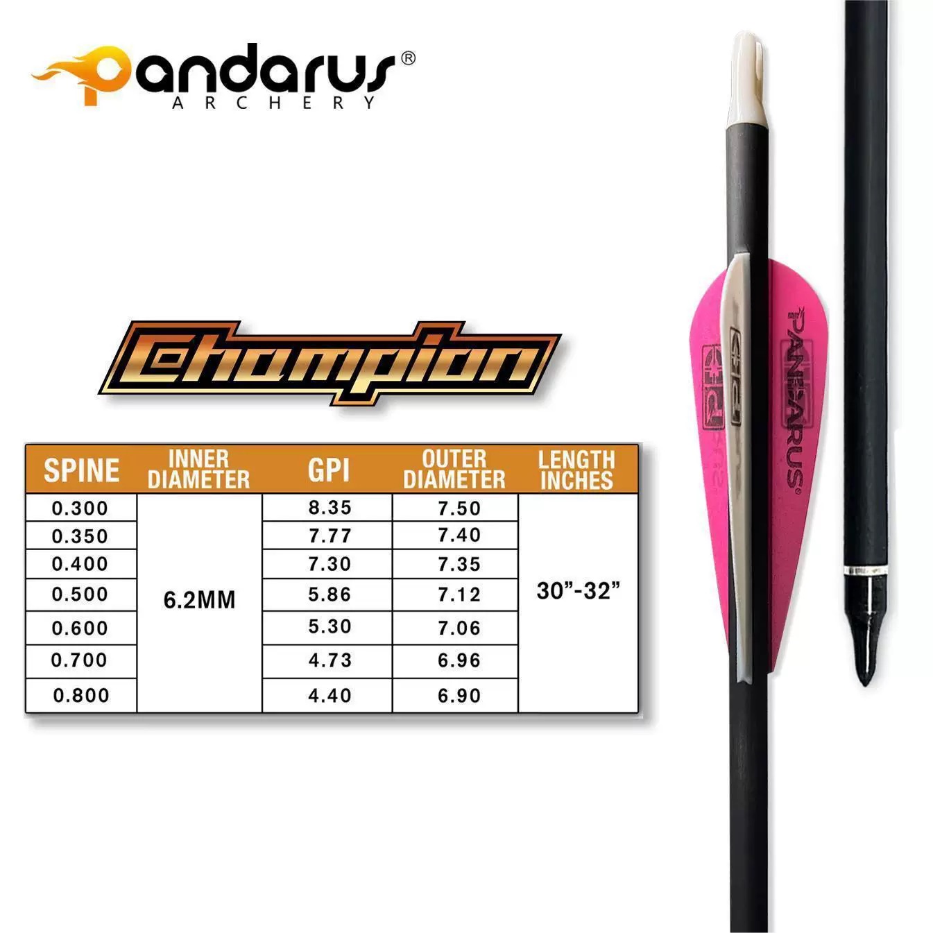 Arrow Carbon Shaft - Стрелы Pandarus Champion из чистого карбона,